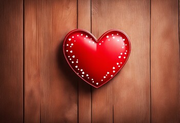 a red heart structure on wood - an illustration for valentines day cards and love related topics