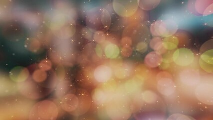 Wall Mural - colorful bokeh spheres background animation with shiny glittering golden stars. this festive backgro