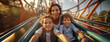 Joyful Ride: Family Fun on a Rollercoaster, AI-Generated Panorama with Copy Space