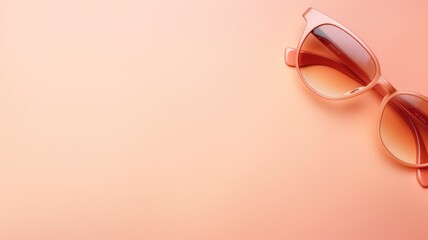 Trendy peach sunglasses with gradient lenses on a matching pastel background