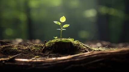 Poster - Young tree emerging from old tree stump