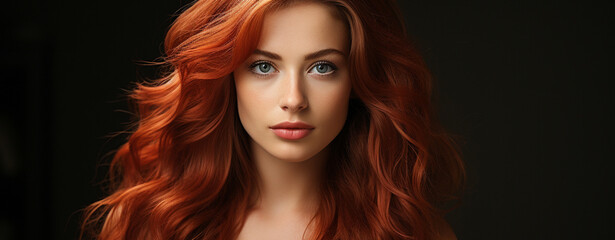 Wall Mural - young woman with red hair and beautiful makeup. fashion beauty and fashion concept