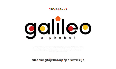Canvas Print - Galileo  creative modern urban alphabet font. Digital abstract moslem, futuristic, fashion, sport, minimal technology typography. Simple numeric vector illustration