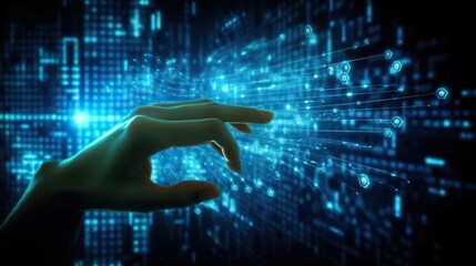 human hand and artificial intelligence concept