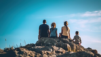 Wall Mural - Portrait of a family in the park 