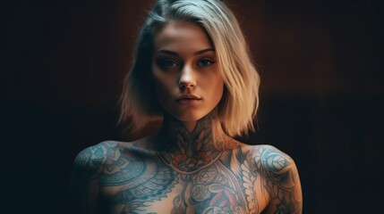 Wall Mural - Portrait of a tattooed woman