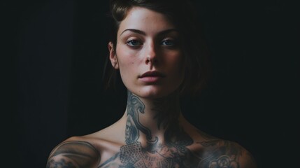 Wall Mural - Portrait of a tattooed woman