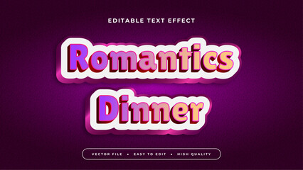 White purple violet and peach romantics dinner 3d editable text effect - font style