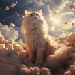 a fluffy cat in the top of cloud