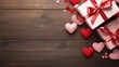 Fundo de madeira para o Dia dos Namorados, espaço para criação de conteúdo para publicidade, cartão de amor e carinho para épocas festivas e trocas de presentes ou para uso comercial.
