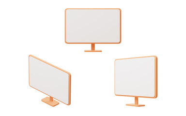 Sticker - Computer monitor with cartoon style, 3d rendering.