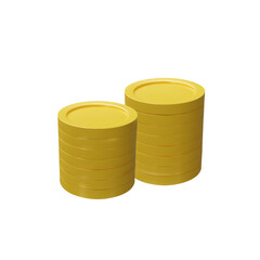 3D render composition two golden stacks. Financial composition of success with this vector illustration. A symbol of prosperity, investment, and earnings, wealth to your business and finance concepts