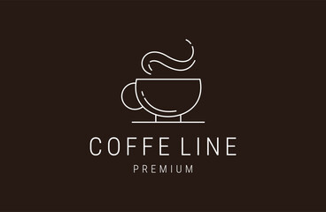 Wall Mural - line art coffe cup logo design.