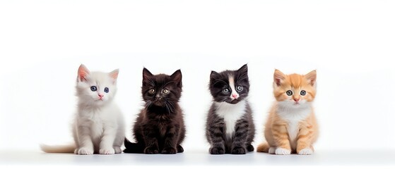 Kittens on White Background 