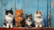 A group of cats sitting next to each other. Generative AI.