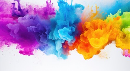 Poster - A rainbow of colored ink is in the air. Generative AI.