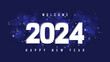 white and blue happy new year 2024 design