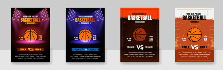 a set of vector illustration of a poster template for a basketball tournament, an vector icon of a b