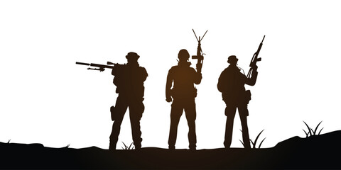 Wall Mural - Vector flat soldier silhouette design
