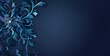 abstract blue background with flowers, a 3d dark blue gradient banner swirl with mixed