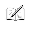 © Tareq Zamil - Book and Pen vector icon, Black and white.