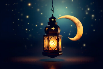 Sticker - ramadan Kareem, Ramadan crescent moon, Eid Mubarak Islamic festival social media banner and Eid Mubarak Post Template, isolated background