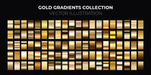 Gold Foil Texture Background Set. Vector Golden, Copper, Brass And Metal Gradient Template. Premium Gold Gradient Set. Set Of Metallic Festive Gold Vector Gradients. Best For Luxury Badges, 
