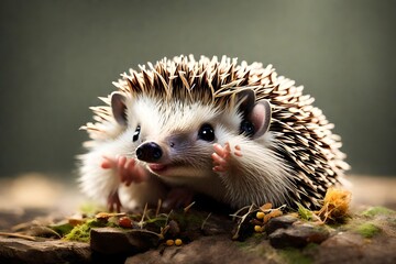 Wall Mural - a playful hedgehog rolling into a tight ball of spiky cuteness