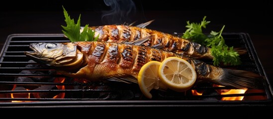 Canvas Print - Grilled salted Ayu fish, Japanese style.