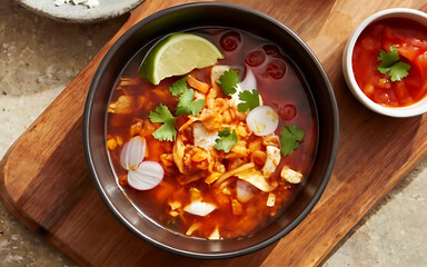 Wall Mural - Capture the essence of Pozole in a mouthwatering food photography shot Generative AI