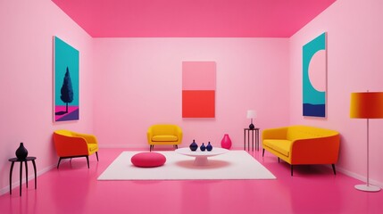 Wall Mural - Creative Space Design with High Saturation Contrast Colors