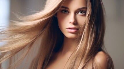 Wall Mural - beautiful model woman with shiny and straight long hair