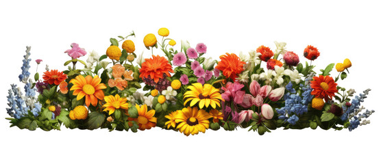 Wall Mural - colorful flower garden in full bloom isolated on transparent background