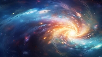 an image of a space scene with stars and a spiral shaped object in the middle of the image with a bl