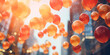 Generate an image featuring defocused balloons in motion, symbolizing the uplifting spirit of the New Year.