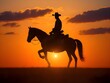 © Zeeshan - silhouette of horse cowboy  sunrise