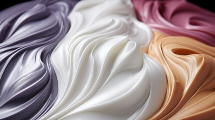Wall Mural - Close-up of texture of creamy ice cream of different flavours, gelato background. Generative AI