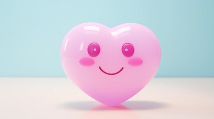 Wall Mural - A cute pink heart-shaped element decoration with kawaii vibes.