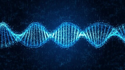 Futuristic DNA Network: Abstract Blue Background with Plexus, Geometry, and Technological Elements - Exploring the Intersection of Science and Artificial Intelligence