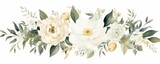 Watercolor floral illustration bouquet. white flowers, rose, peony, green and gold leaf branches collection. Wedding stationary, greetings, wallpapers, fashion, background. Eucalyptus, Generative AI 