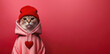 Stylish cat wearing fashion hoodie and beanie for Valentine's day party