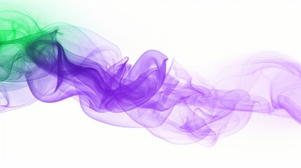 Poster - Purple and green smoke rising on white background