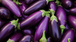 Healthy, natural and eggplant background in studio for farming, organic produce and lifestyle. Fresh, summer food and health meal closeup for eco farm market, fibre diet and vegetable agriculture