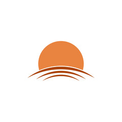 Wall Mural - Sun and sea wave minimal icon isolated on transparent background