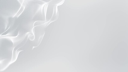 Wall Mural - Elegant White Waves: Abstract Digital Business Concept with Dynamic Tech Grid - Minimalist Motion Background