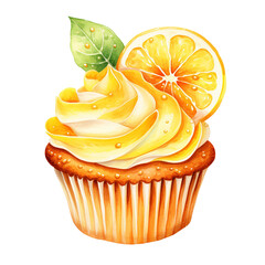 Canvas Print - orange cupcake watercolor illustration