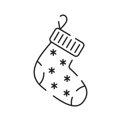 Wall Mural - Outline of a Christmas sock line icon Vector illustration. Happy New Year