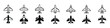 Jet Fighter Airplane Icon, Jet Fighter Airplane Silhouette Icon, plane Vector Icon or aero plane Icon For Apps, Fighter aircraft, Plane silhouette set Simple fighter plane airliner icon