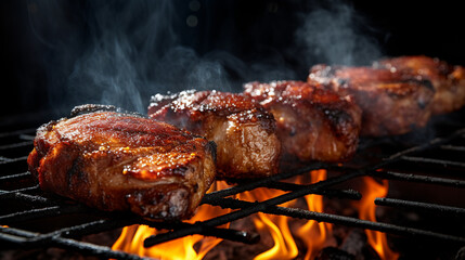 Wall Mural - meat on the grill HD 8K wallpaper Stock Photographic Image 