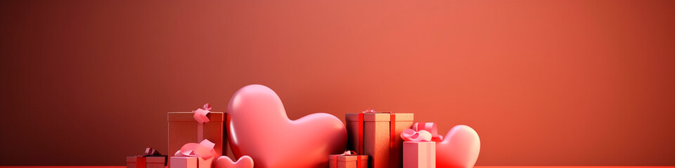 Wall Mural - 3d render of valentine´s day, background, copy space